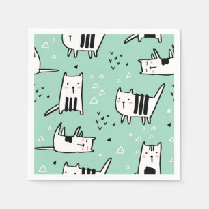 Cartoon cat illustration napkins