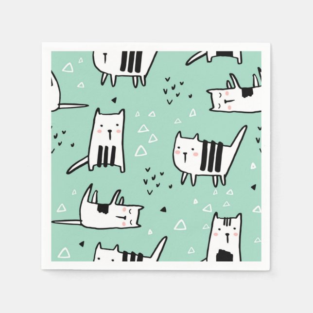 Cartoon cat illustration napkins (Front)