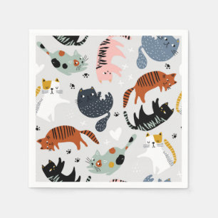 Cartoon cat illustration napkins