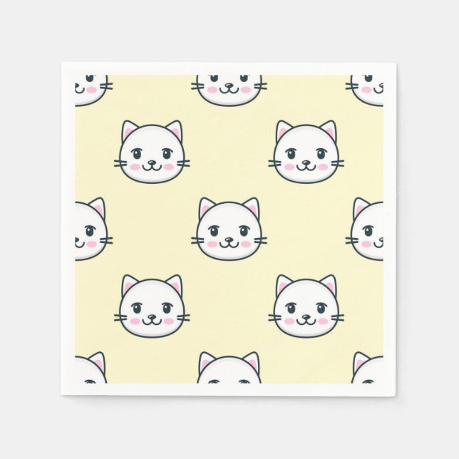 Cartoon cat illustration napkins (Front)