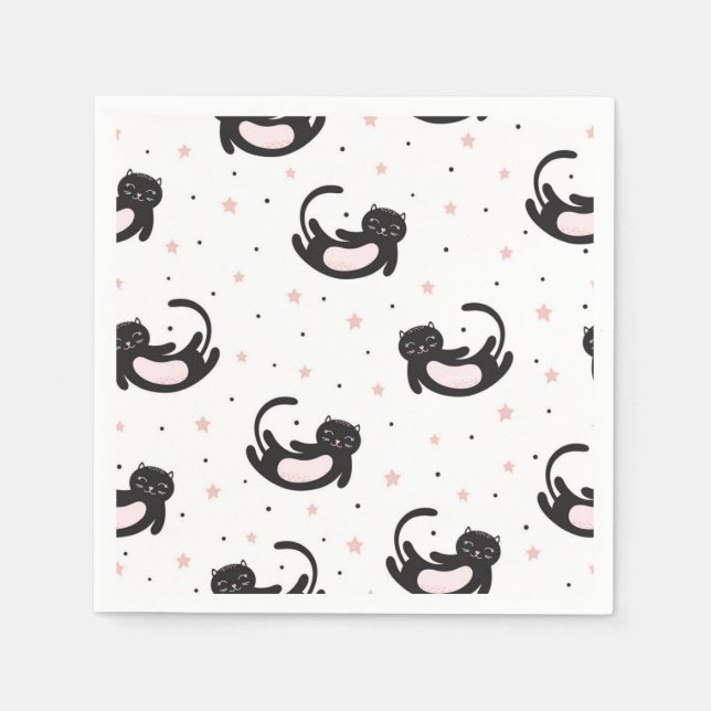 Cartoon cat illustration napkins (Front)