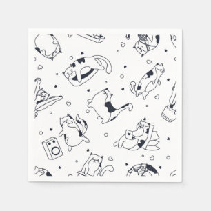 Cartoon cat illustration napkins