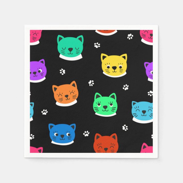 Cartoon cat illustration napkins (Front)