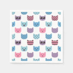 Cartoon cat illustration napkins