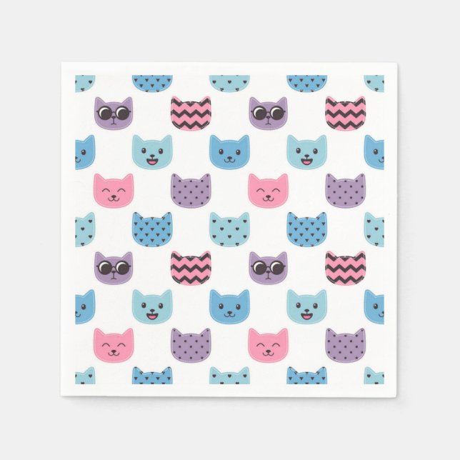 Cartoon cat illustration napkins (Front)
