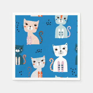 Cartoon cat illustration napkins