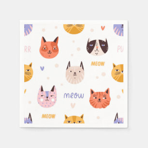 Cartoon cat illustration napkins