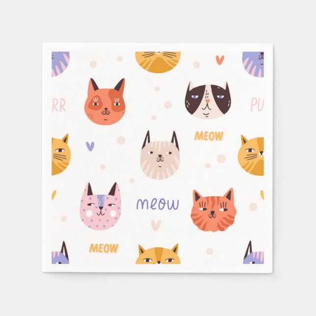 Cartoon cat illustration napkins (Front)