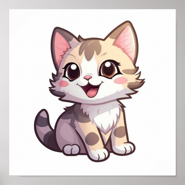 Cartoon cat illustration poster (Front)
