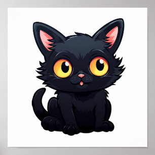 Cartoon cat illustration poster
