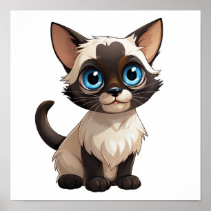 Cartoon cat illustration poster