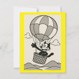 Cartoon Cat In Cartoon Balloon Basket Postcard
