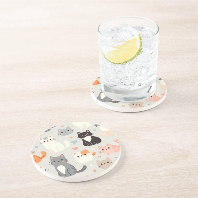 Cartoon Cat Lover Coaster – Fun Table Decor (Side)