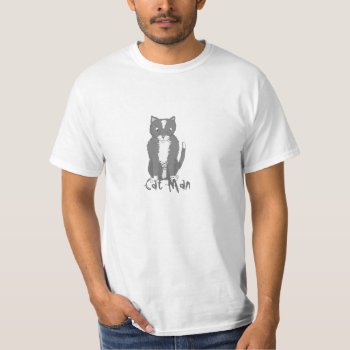 Cartoon Cat Man T-shirt by artistjandavies at Zazzle