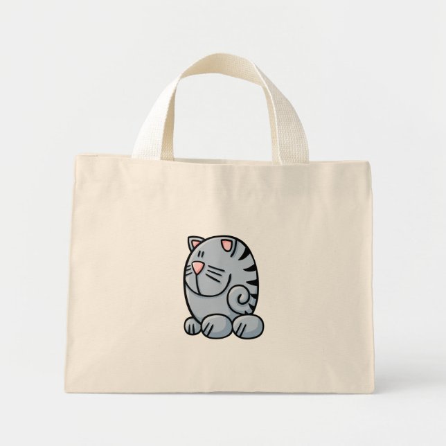 Cartoon Cat Mini Tote Bag (Front)