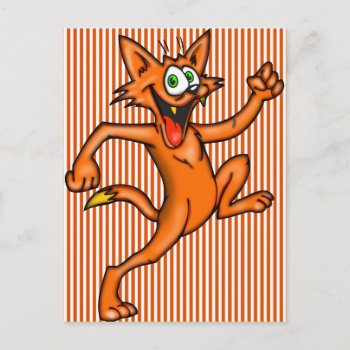 Cartoon Cat On The Run Postcard by sagart1952 at Zazzle