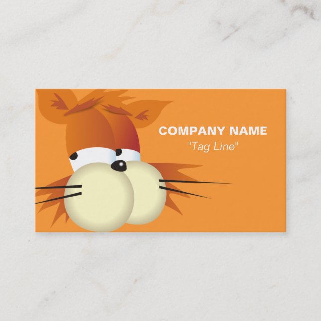 Cartoon Cat | Orange Business Card (Front)