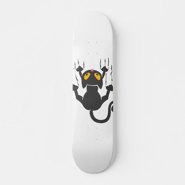 Cartoon Cat Scratching Wall - Choose back color Skateboard (Front)