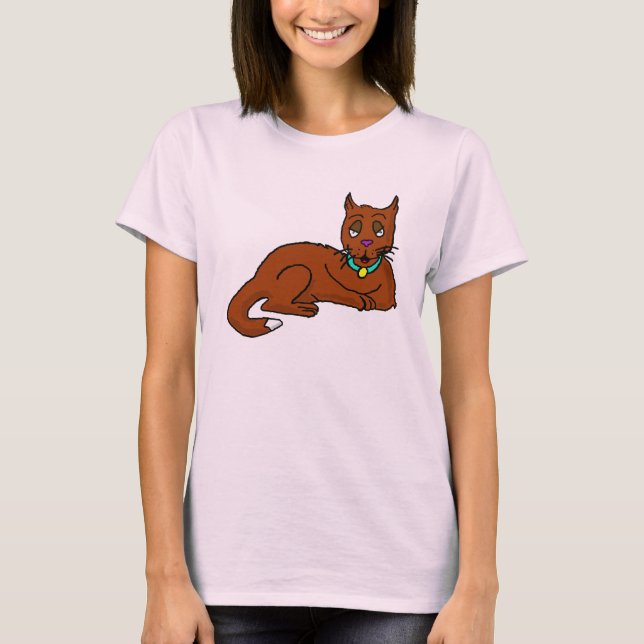 Cartoon Cat Sitting T-Shirt (Front)