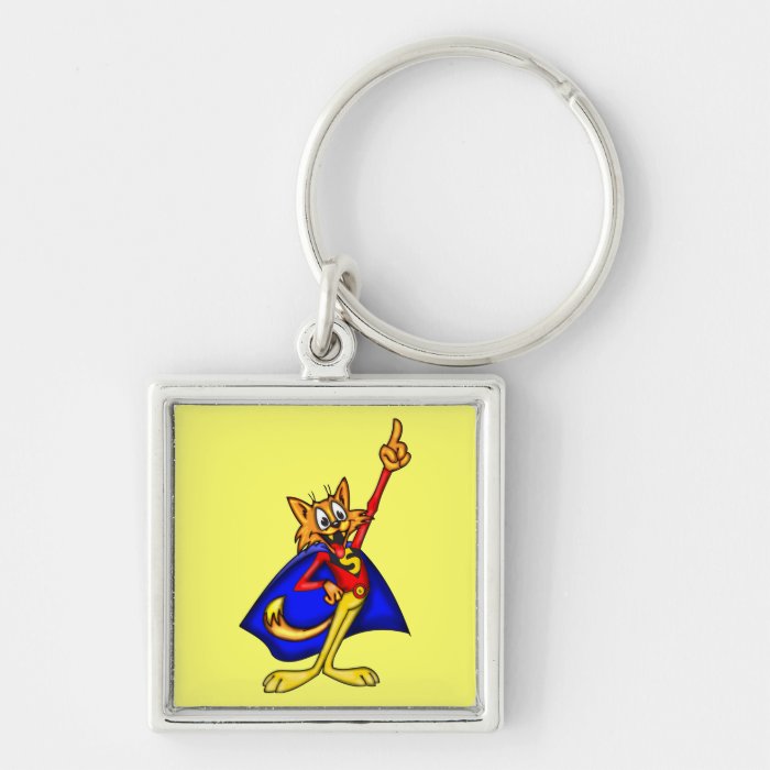 Cartoon Cat Super Hero Key Chain