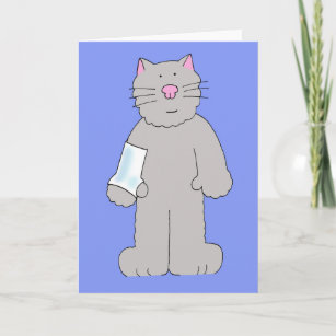Cartoon Cat with Arm and Wrist in Plaster Card