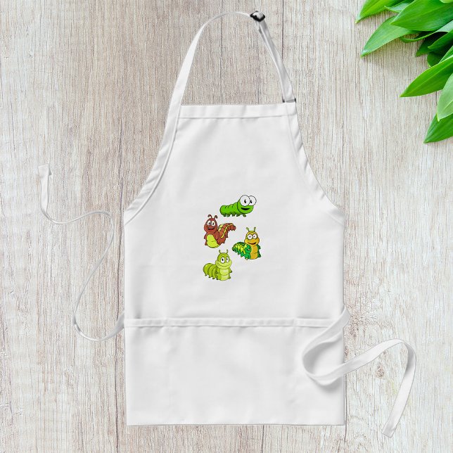 Cartoon Caterpillar Characters Adorable Insects Adult Apron (Creator Uploaded)