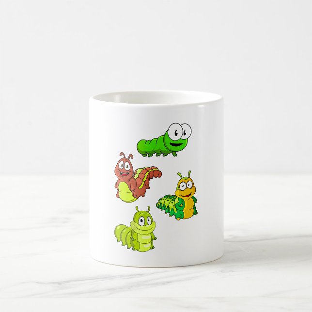 Cartoon Caterpillar Characters Adorable Insects Coffee Mug (Creator Uploaded)