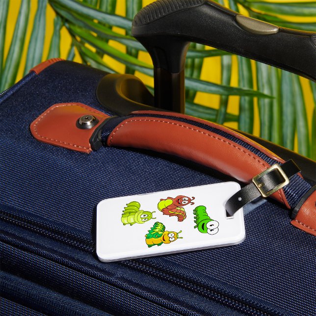 Cartoon Caterpillar Characters Adorable Insects Luggage Tag (Creator Uploaded)