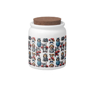 Cartoon Cats And Dogs Design Candy Jar