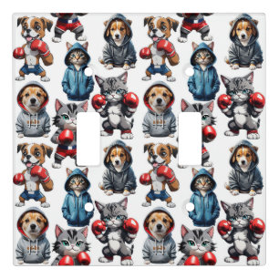 Cartoon Cats And Dogs Design Light Switch Cover