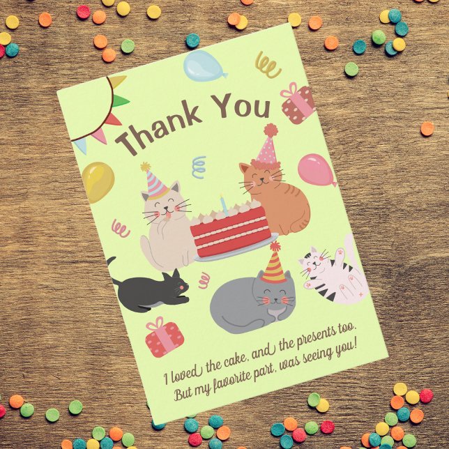 Cartoon Cats Birthday Party Thank You Card (Creator Uploaded)