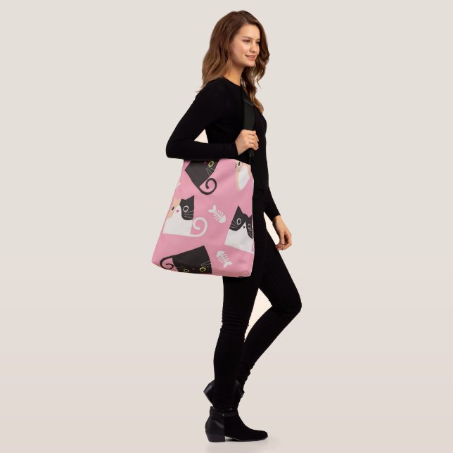 cartoon cats crossbody bag (On Model)