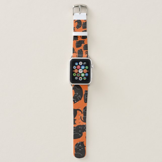 Cartoon Cats Hand Drawn Pattern Apple Watch Band (Front)