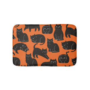 Cartoon Cats Hand Drawn Pattern Bath Mat