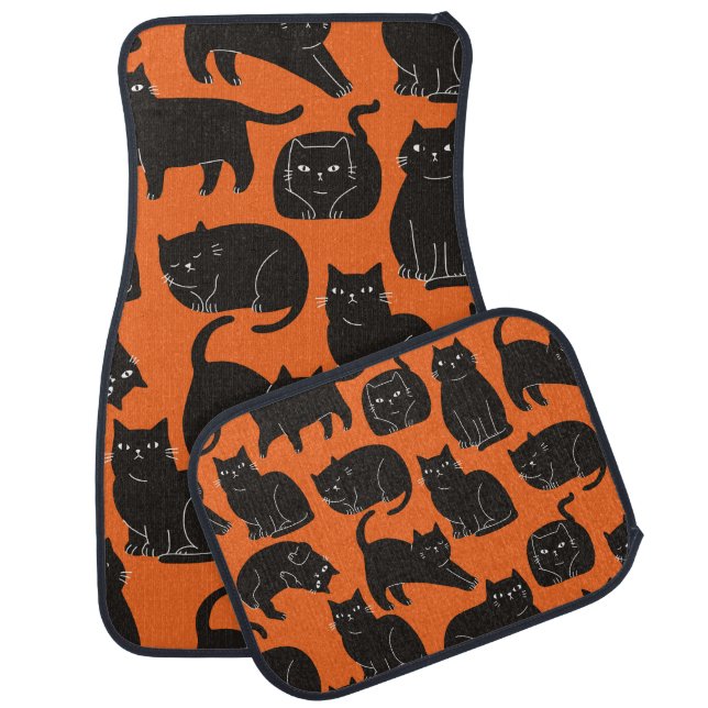 Cartoon Cats Hand Drawn Pattern Car Floor Mat (Set)
