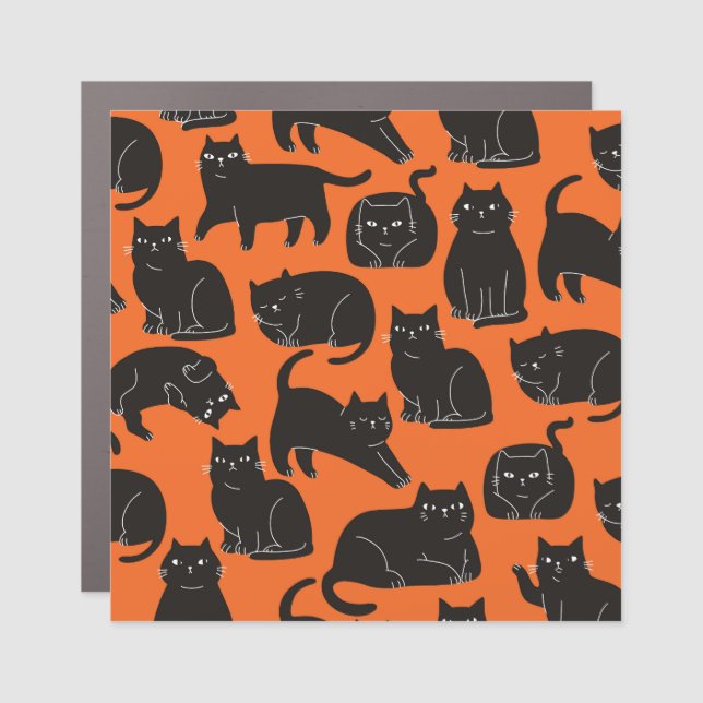 Cartoon Cats Hand Drawn Pattern Car Magnet (Front)