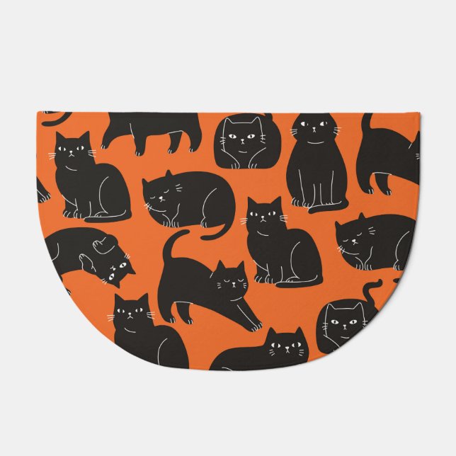 Cartoon Cats Hand Drawn Pattern Doormat (Front)