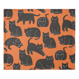 Cartoon Cats Hand Drawn Pattern Duvet Cover