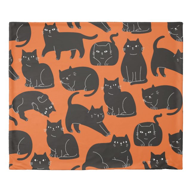 Cartoon Cats Hand Drawn Pattern Duvet Cover (Front)