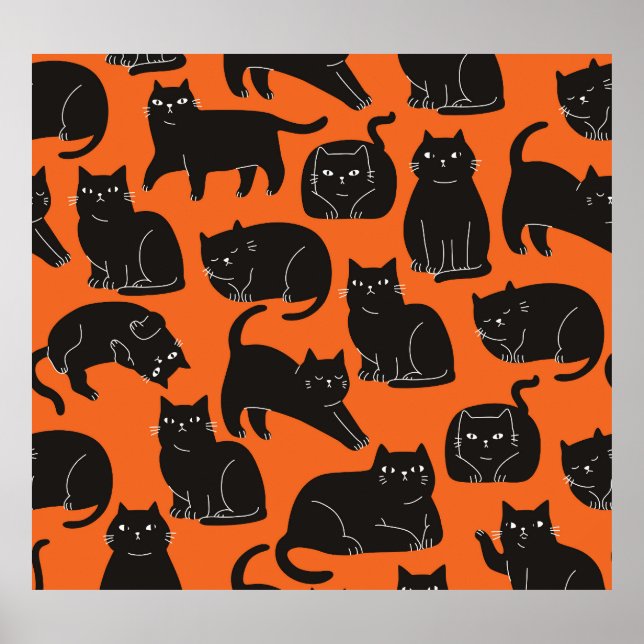 Cartoon Cats Hand Drawn Pattern Poster (Front)