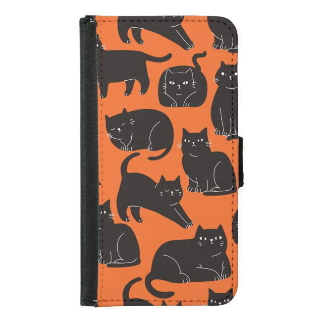 Cartoon Cats Hand Drawn Pattern Samsung Galaxy Wallet Case (Front)