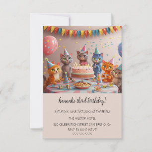 Cartoon Cats Kids’ Purr-fect Birthday Party Invitation