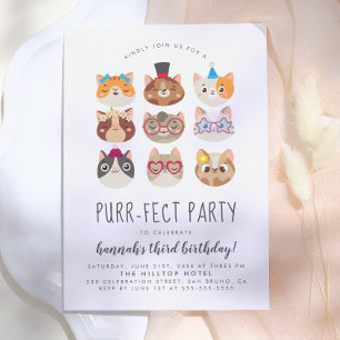 Cartoon Cats Kids’ Purr-fect Birthday Party Invitation