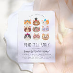 Cartoon Cats Kids’ Purr-fect Birthday Party Invitation<br><div class="desc">Celebrate your little one's special day with these adorable cat-themed birthday invites! These cards feature nine cartoon cats with fun accessories, like floral crowns, bows, glasses, headbands, hats and more. Your custom party details appear below in modern script typography. Cards reverse to a hand-drawn polka pattern against a pink background....</div>
