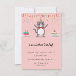 Cartoon Cats Kids’ Purr-fect Birthday Party Invitation