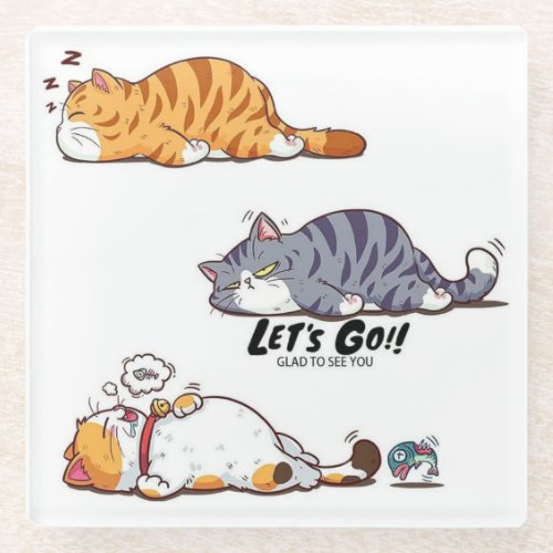 Cartoon Cats "LET’S GO!!" Coaster