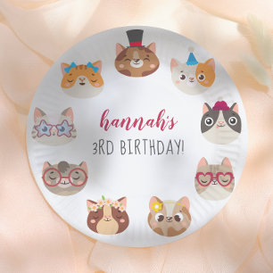 Cartoon Cats Purr-fect Birthday Party Paper Plates