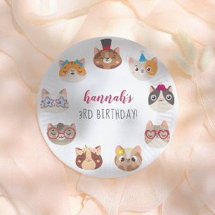 Cartoon Cats Purr-fect Birthday Party Paper Plates