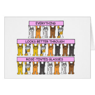 Cartoon Cats Wearing Rose-tinted Glasses Cards