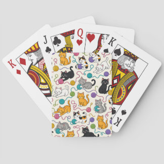 Cartoon Cats with Yarn Poker Cards